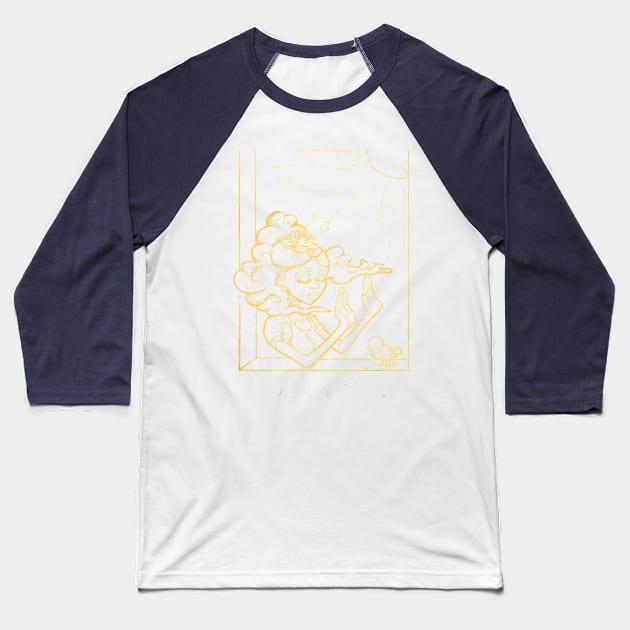 Head in the Clouds (Light Lineart) Baseball T-Shirt by Keith Williams